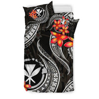 Polynesian Hawaii Bedding Set - Kanaka Maoli Duvet Cover Set - Black Plumeria - Polynesian Pride