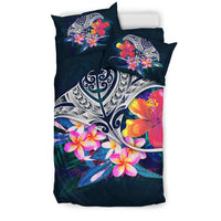 Polynesian Bedding Set - Manta Ray And Hibiscus - Polynesian Pride