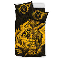 Polynesian Bedding Set - Niue Duvet Cover Set Father And Son Gold - Polynesian Pride