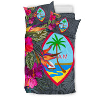 Guam Bedding Set - Hibiscus Polynesian Pattern Gray Version - Polynesian Pride