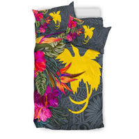 Papua New Guinea Bedding Set - Hibiscus Polynesian Pattern Gray Version - Polynesian Pride