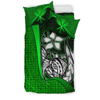Polynesian Bedding Set - Hawaii Duvet Cover Set Green - Turtle with Hook - Polynesian Pride
