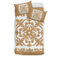 Hawaii Bedding Set Royal Pattern - Gold And White - Polynesian Pride