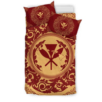 Hawaii Map Classic Floral Bedding Set Red - Polynesian Pride