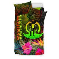 Vanuatu Polynesian Bedding Set - Hibiscus and Banana Leaves - Polynesian Pride