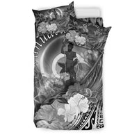 Vanuatu Bedding Set - Humpback Whale with Tropical Flowers (White) - Polynesian Pride