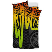 Hawaii Kanaka Maoli Bedding Set - Hawaii Seal With Polynesian Pattern In Heartbeat Style (Reggae) - Polynesian Pride