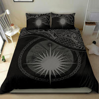 Marshall Island Duvet Cover Set - Marshall Island Coat Of Arms & Flag Black - Polynesian Pride