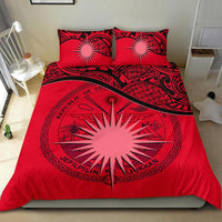 Marshall Island Duvet Cover Set - Marshall Island Coat Of Arms & Flag Red - Polynesian Pride