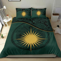 Marshall Island Duvet Cover Set - Marshall Island Coat Of Arms & Flag Green - Polynesian Pride