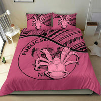 Niue Duvet Cover Set - Niue Coat Of Arms & Coconut Crab Pink - Polynesian Pride
