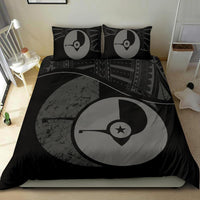 Yap Duvet Cover Set - Yap Flag Tattoo Black - Polynesian Pride