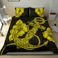 Hawaiian Anchor Poly Tribal Hibiscus Polynesian Bedding Set Yellow - Polynesian Pride