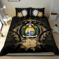 Nauru Duvet Cover Set - Nauru Coat Of Arms & Brown Hibiscus - Polynesian Pride