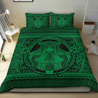 Hawaiian Madame Pele Plumeria Polynesian Bedding Set Green - Polynesian Pride
