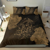 Hawaiian Hibiscus Dolphin Manta Ray Turtle Polynesian Bedding Set Waves Gold - Polynesian Pride