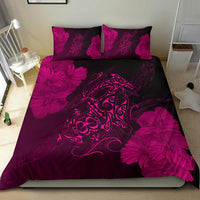 Hawaiian Hibiscus Dolphin Manta Ray Turtle Polynesian Bedding Set Waves Pink - Polynesian Pride