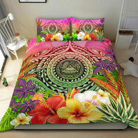 American Samoa Polynesian Bedding Set - Manta Ray Tropical Flowers - Polynesian Pride