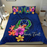 Micronesia Custom Personalised Bedding Set - Pohnpei Duvet Cover Set Floral With Seal Blue - Polynesian Pride