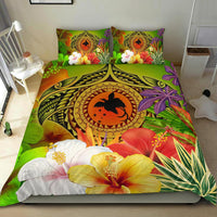 Papua New Guinea Polynesian Bedding Set - Manta Ray Tropical Flowers (Reggae) - Polynesian Pride