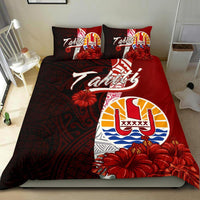 Tahiti Polynesian Bedding Set - Coat Of Arm With Hibiscus - Polynesian Pride