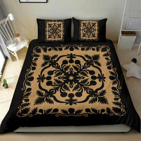 Hawaii Bedding Set Royal Pattern - Black And Gold - Polynesian Pride