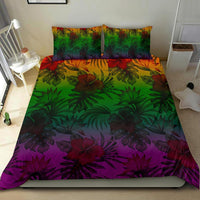 Polynesian Bedding Set - Green Hibiscus Patterns Red - Polynesian Pride