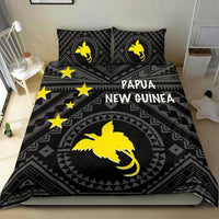 Papua New Guinea Bedding Set - Flag With Polynesian Patterns (Black) - Polynesian Pride