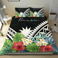 Nauru Bedding Set - Nauru Coat of Arms & Polynesian Tropical Flowers White - Polynesian Pride