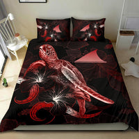 Tokelau Polynesian Bedding Set - Turtle With Blooming Hibiscus Red - Polynesian Pride
