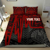 Tahiti Personalised Bedding Set - Tahiti Seal In Heartbeat Patterns Style (Red) - Polynesian Pride
