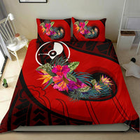 Yap Bedding Set - Polynesian Hook And Hibiscus (Red) - Polynesian Pride