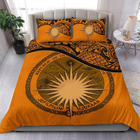Marshall Island Duvet Cover Set - Marshall Island Coat Of Arms & Flag Orange - Polynesian Pride