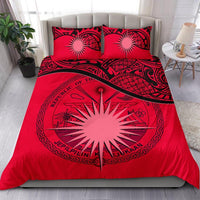 Marshall Island Duvet Cover Set - Marshall Island Coat Of Arms & Flag Red - Polynesian Pride
