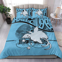 Papua New Guinea Duvet Cover Set - Papua New Guinea Flag & Coat Of Arms Blue - Polynesian Pride