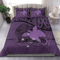 Papua New Guinea Duvet Cover Set - Papua New Guinea Flag & Coat Of Arms Purple - Polynesian Pride