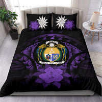 Nauru Duvet Cover Set - Nauru Coat Of Arms & Purple Hibiscus - Polynesian Pride
