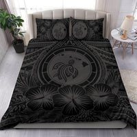 Hawaiian Map Honu Hibiscus Tropic Gray Polynesian Bedding Set - Polynesian Pride