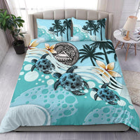 Polynesian Duvet Cover Set - American Samoa Bedding Set Blue Turtle Hibiscus - Polynesian Pride
