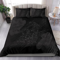 Hawaiian Hibiscus Dolphin Manta Ray Turtle Polynesian Bedding Set Waves Grey - Polynesian Pride