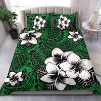 Hawaiian Plumeria Tribal Polynesian Bedding Set Green - Polynesian Pride