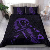 Hawaiian Map Heart Ribbon Cancer Hibiscus Polynesian Bedding Set - Purple - Polynesian Pride