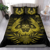 Hawaiian Owl Hibiscus Plumeria Polynesian Bedding Set - Yellow - Polynesian Pride