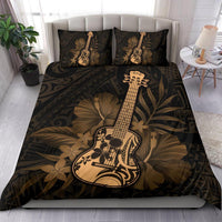 Hawaii Bedding Set - Hawaii Ukulele Flower Bedding Set - Gold - Polynesian Pride