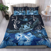 Hawaii Polynesian Turtle Waves Hibiscus Bedding Set - Erik Style - AH - Blue - Polynesian Pride