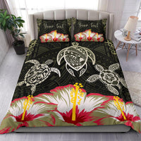 Hawaii Map Turtle Hibiscus Polynesian Luxury Personalized Bedding Set - Honu Ohana - Green - Polynesian Pride