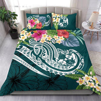 Tonga Polynesian Bedding Set - Summer Plumeria (Turquoise) - Polynesian Pride