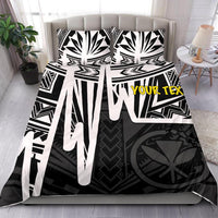 Hawaii Personalised Bedding Set - Kanaka Maoli With Polynesian Pattern In Heartbeat Style (Black,White) White - Polynesian Pride