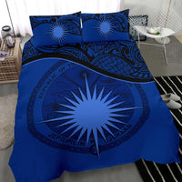 Marshall Island Duvet Cover Set - Marshall Island Coat Of Arms & Flag Dark Blue - Polynesian Pride