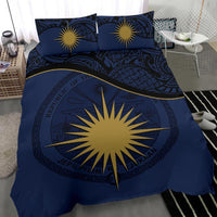 Marshall Island Duvet Cover Set - Marshall Island Coat Of Arms & Flag Dark Blue - Polynesian Pride